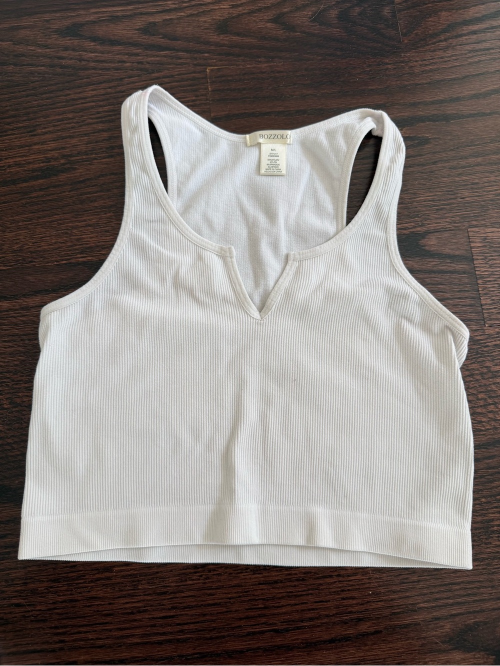 Bozzolo Cream Ribbed V-Neck Tank Top